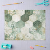Papier Mousseline Patchwork Botanique Hexagonal Vintage (Artisanat)