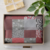 Papier Mousseline Patchwork de Halloween rouge, gris et noir (Cadeau)