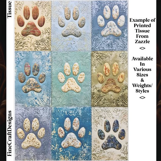 Papier Mousseline Patchwork Dog and Cat Paw Prints EN6 Decoupage