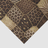 Papier Mousseline Patchwork Imprimé Animalier Africain | Marron & Or (Détail)