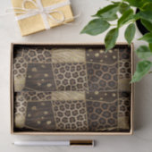 Papier Mousseline Patchwork Imprimé Animalier Africain | Marron & Or (Cadeau)