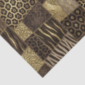 Papier Mousseline Patchwork Imprimé Animalier Africain | Marron & Or (Détail)