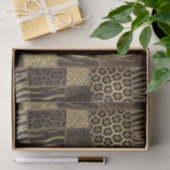 Papier Mousseline Patchwork Imprimé Animalier Africain | Marron & Or (Cadeau)
