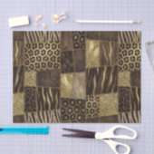 Papier Mousseline Patchwork Imprimé Animalier Africain | Marron & Or (Artisanat)