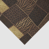 Papier Mousseline Patchwork Imprimé Animalier Africain | Marron & Or (Détail)