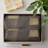 Papier Mousseline Patchwork Imprimé Animalier Africain | Marron & Or (Cadeau)