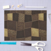 Papier Mousseline Patchwork Imprimé Animalier Africain | Marron & Or (Artisanat)