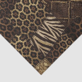 Papier Mousseline Patchwork Imprimé Animalier Africain | Marron & Or (Détail)