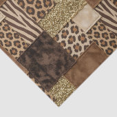 Papier Mousseline Patchwork Imprimé Animalier Africain | Marron & Or (Détail)