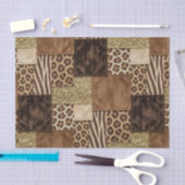 Papier Mousseline Patchwork Imprimé Animalier Africain | Marron & Or (Artisanat)