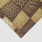 Papier Mousseline Patchwork Imprimé Animalier Africain | Marron & Or (Détail)