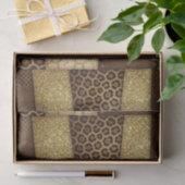 Papier Mousseline Patchwork Imprimé Animalier Africain | Marron & Or (Cadeau)