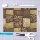 Papier Mousseline Patchwork Imprimé Animalier Africain | Marron & Or (Artisanat)
