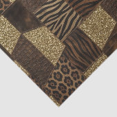 Papier Mousseline Patchwork Imprimé Animalier Africain | Marron & Or (Détail)