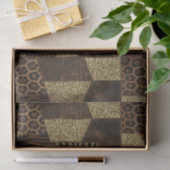 Papier Mousseline Patchwork Imprimé Animalier Africain | Marron & Or (Cadeau)