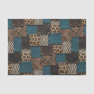 Papier Mousseline Patchwork Imprimé Animalier Africain Marron & Sa
