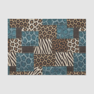 Papier Mousseline Patchwork Imprimé Animalier Africain | Marron & Sa