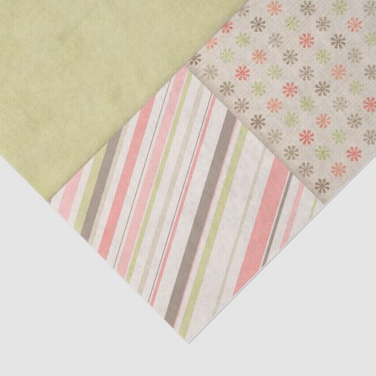 Papier Mousseline Patchwork rose et vert (Détail)