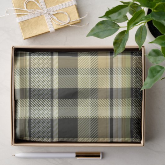 Papier Mousseline Pâte de tartan jaune-brun. (Cadeau)