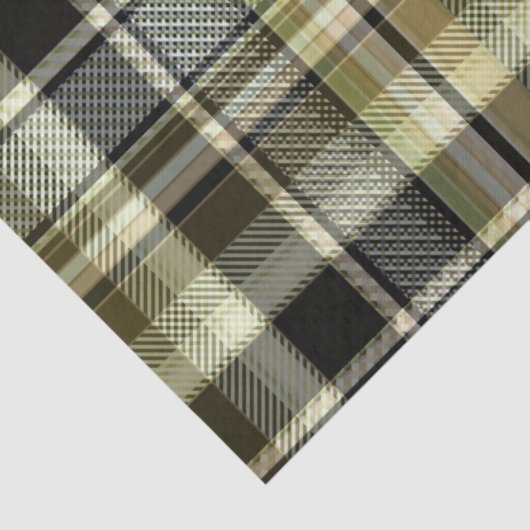 Papier Mousseline Pâte de tartan jaune-brun. (Détail)