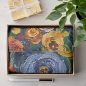 Papier Mousseline Pâte texturée Fleurs de peinture abstraites découp (Cadeau)