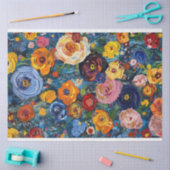 Papier Mousseline Pâte texturée Fleurs de peinture abstraites découp (Artisanat)