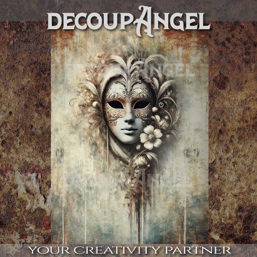 Papier Mousseline Patina avec masque vénitien - Découpage