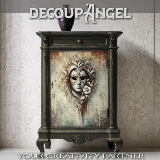 Papier Mousseline Patina avec masque vénitien - Découpage