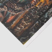 Papier Mousseline Patina bleu rouille Octopus Découpage (Détail)