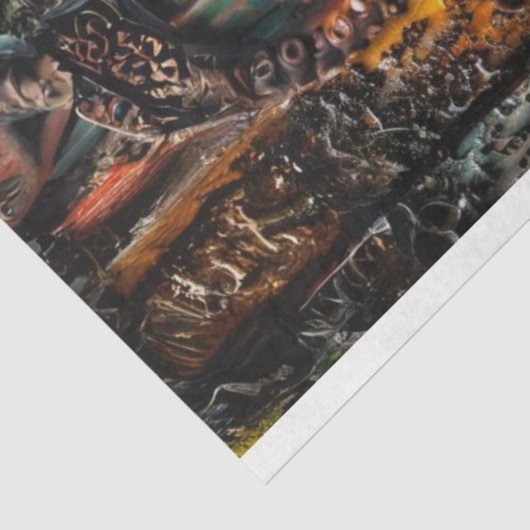 Papier Mousseline Patina bleu rouille Octopus Découpage (Détail)