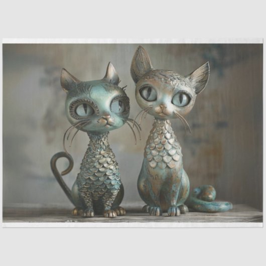 Papier Mousseline Patina Finition 2 chats Découpage (Recto)