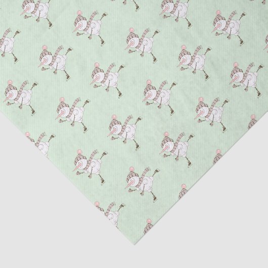 Papier Mousseline Patinage sur glace Snowmen Vert (Détail)