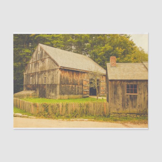 Papier Mousseline Patinée maman grange avec son bébé grange (Recto)