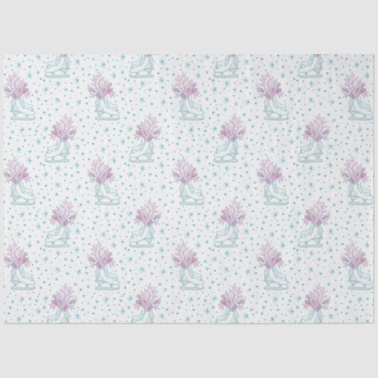 Papier Mousseline Patins à glace et flocons de neige Noël (Recto)