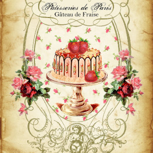 Papier Mousseline Pâtisseries de Paris Gâteau de Fraise Découpage