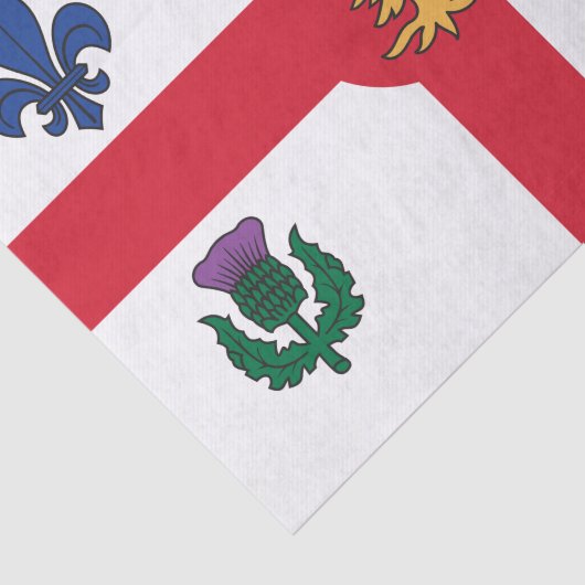 Papier Mousseline Patriotic tissue paper with flag of Montreal (Détail)