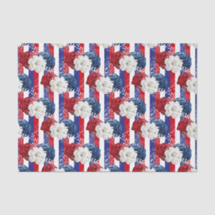 Papier Mousseline Patriotique Rouge Bleu Bleu Rose Frappe Floral