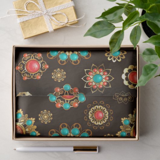 Papier Mousseline Pattern de Ethnic Brooches Seamless (Cadeau)