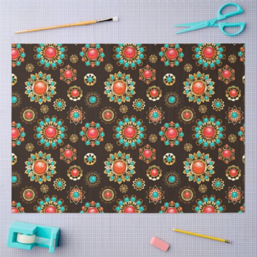 Papier Mousseline Pattern de Ethnic Brooches Seamless (Artisanat)