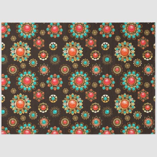 Papier Mousseline Pattern de Ethnic Brooches Seamless (Recto)