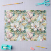 Papier Mousseline Pattern Elegant Magnolia Flowers (Artisanat)