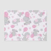 Papier Mousseline Pattern of Elephants, Cute Elephants - Pink Gray (Recto)