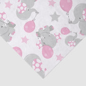 Papier Mousseline Pattern of Elephants, Cute Elephants - Pink Gray (Détail)