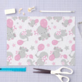 Papier Mousseline Pattern of Elephants, Cute Elephants - Pink Gray (Artisanat)