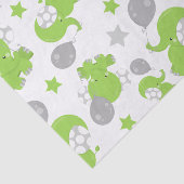 Papier Mousseline Pattern of Green Elephants, Cute Elephants, stars (Détail)
