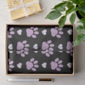 Papier Mousseline Pattern of paws, Dog paws, Lilac paws, Hearts (Cadeau)