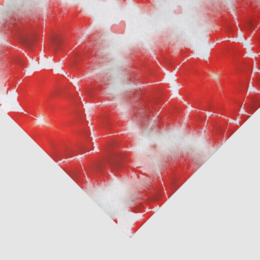 Papier Mousseline Pattern Tie Dye Red Hearts (Détail)