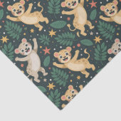 Papier Mousseline Patterned fabric featuring playful cartoon lion  (Détail)