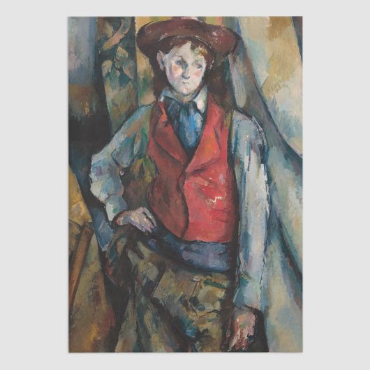 Papier Mousseline Paul Cezanne - Garçon dans la veste rouge