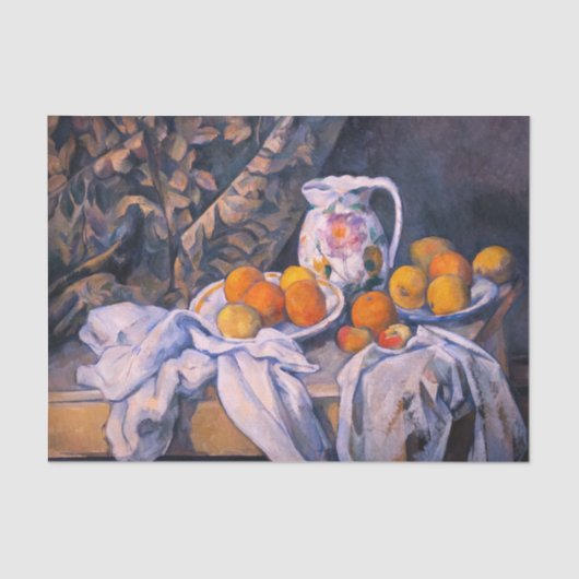 Papier Mousseline Paul Cezanne - La vie morte avec un rideau (Recto)